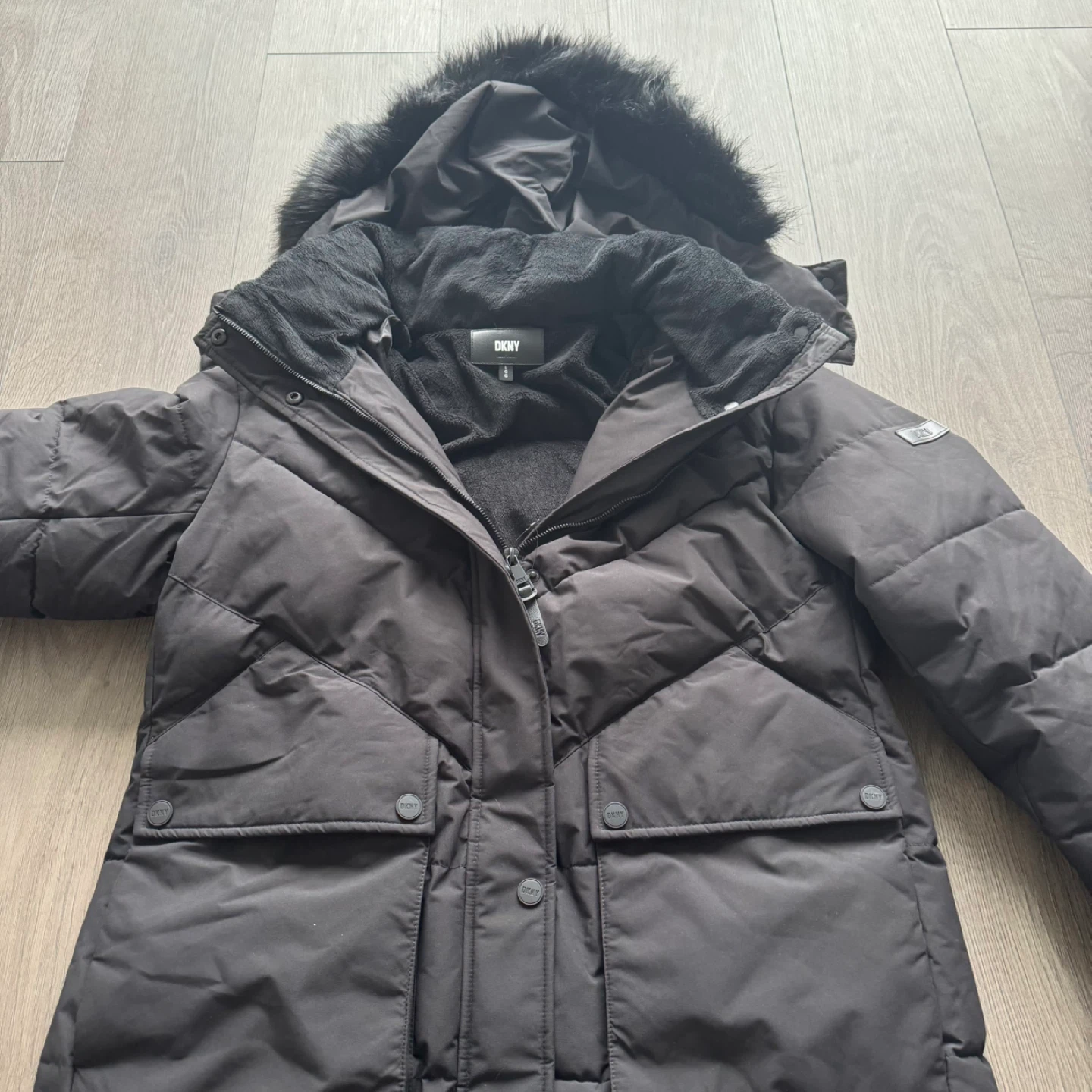 Black Puffer Coat DKNY Size L - photo 5