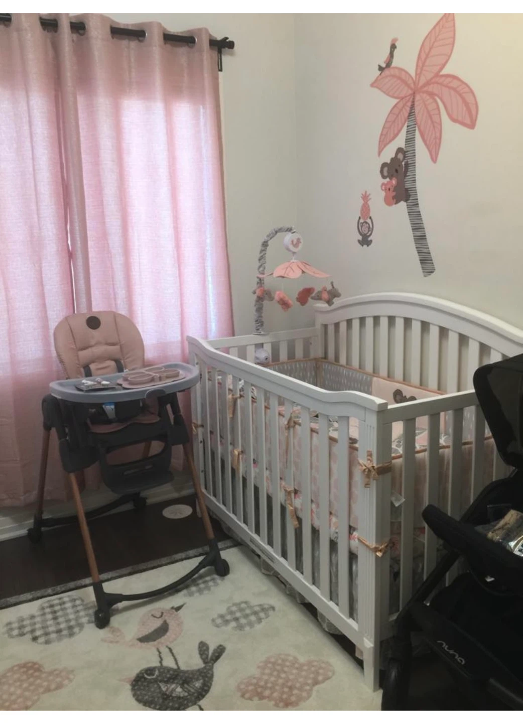 Baby Crib Set with Mobile and Bumper Pads