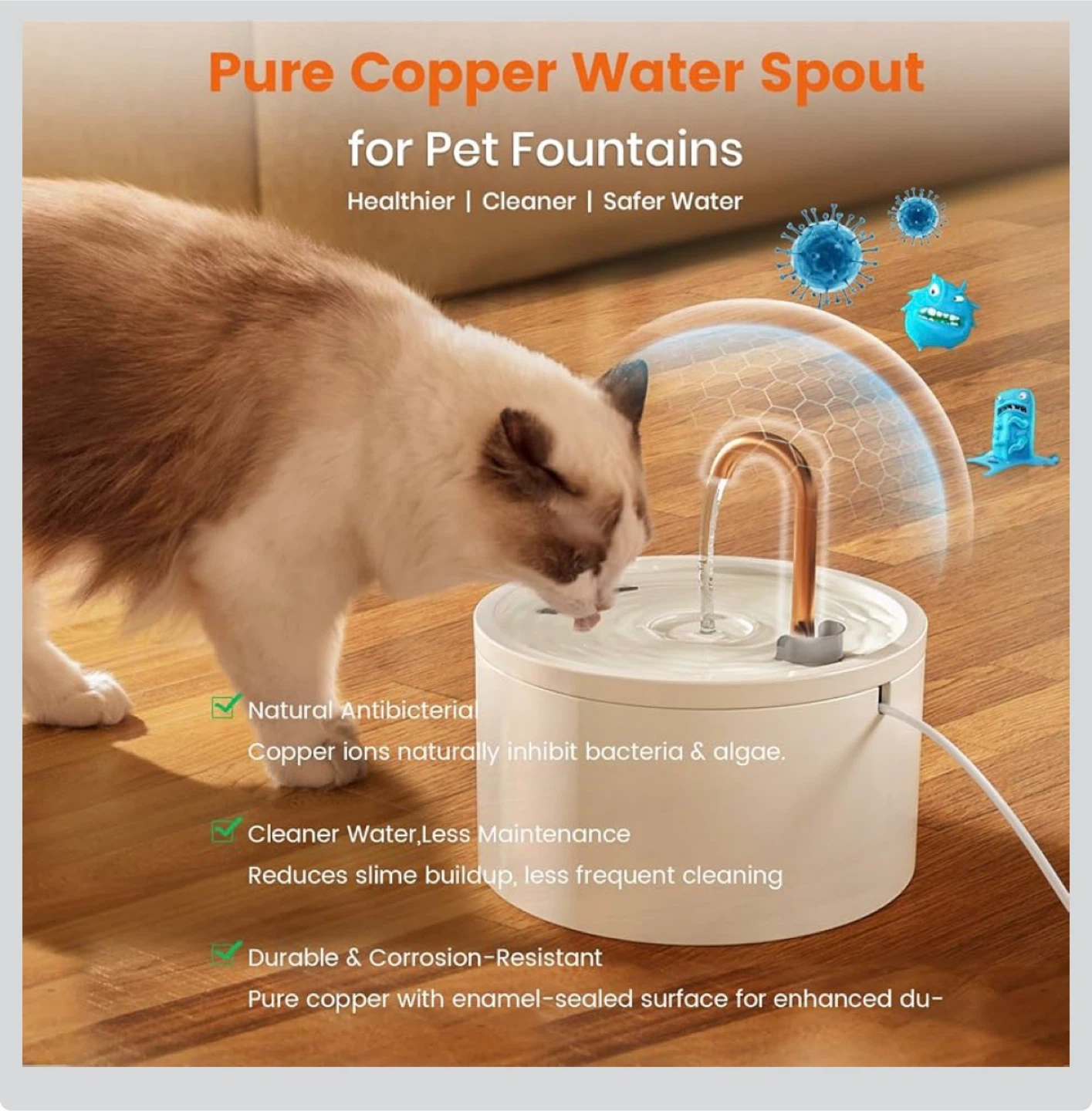 Automatic Pet Water Fountain with Copper Spout - photo 4