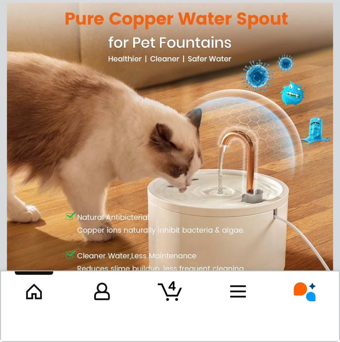 Automatic Pet Water Fountain with Copper Spout - photo 2