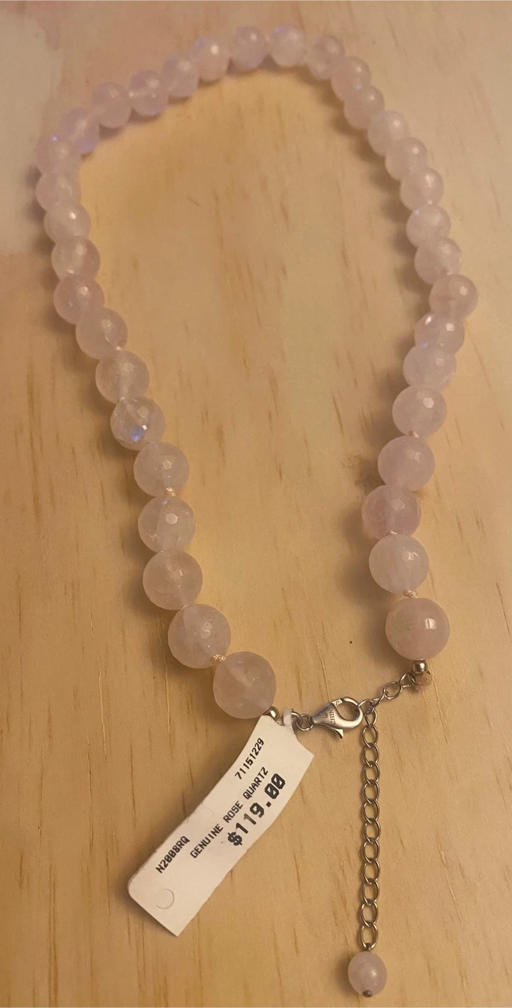 Genuine Rose Quartz Beaded Necklace - photo 2