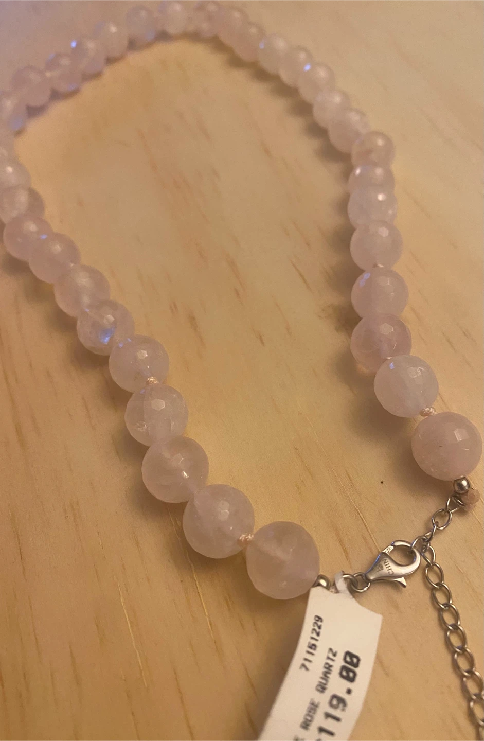 Genuine Rose Quartz Beaded Necklace - photo 3