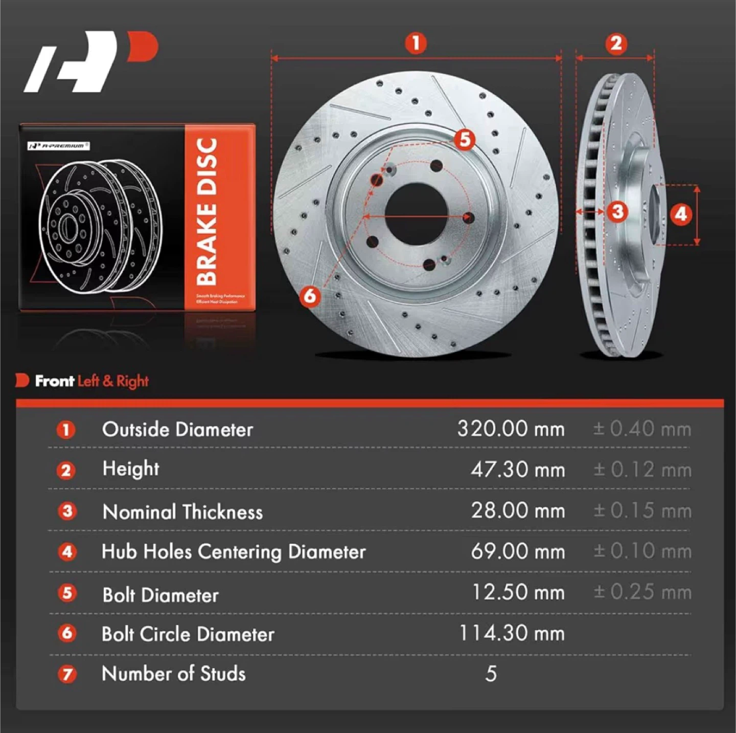 Front Drilled and Slotted Disc Brake Rotors Hyundai & Kia Models - photo 2