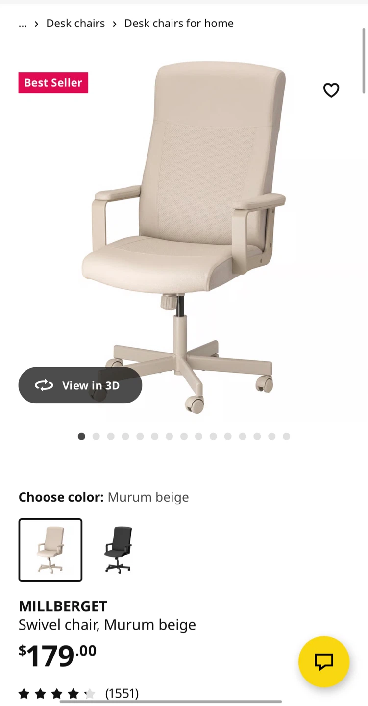 IKEA MILLBERGET Swivel Chair - Murum Beige