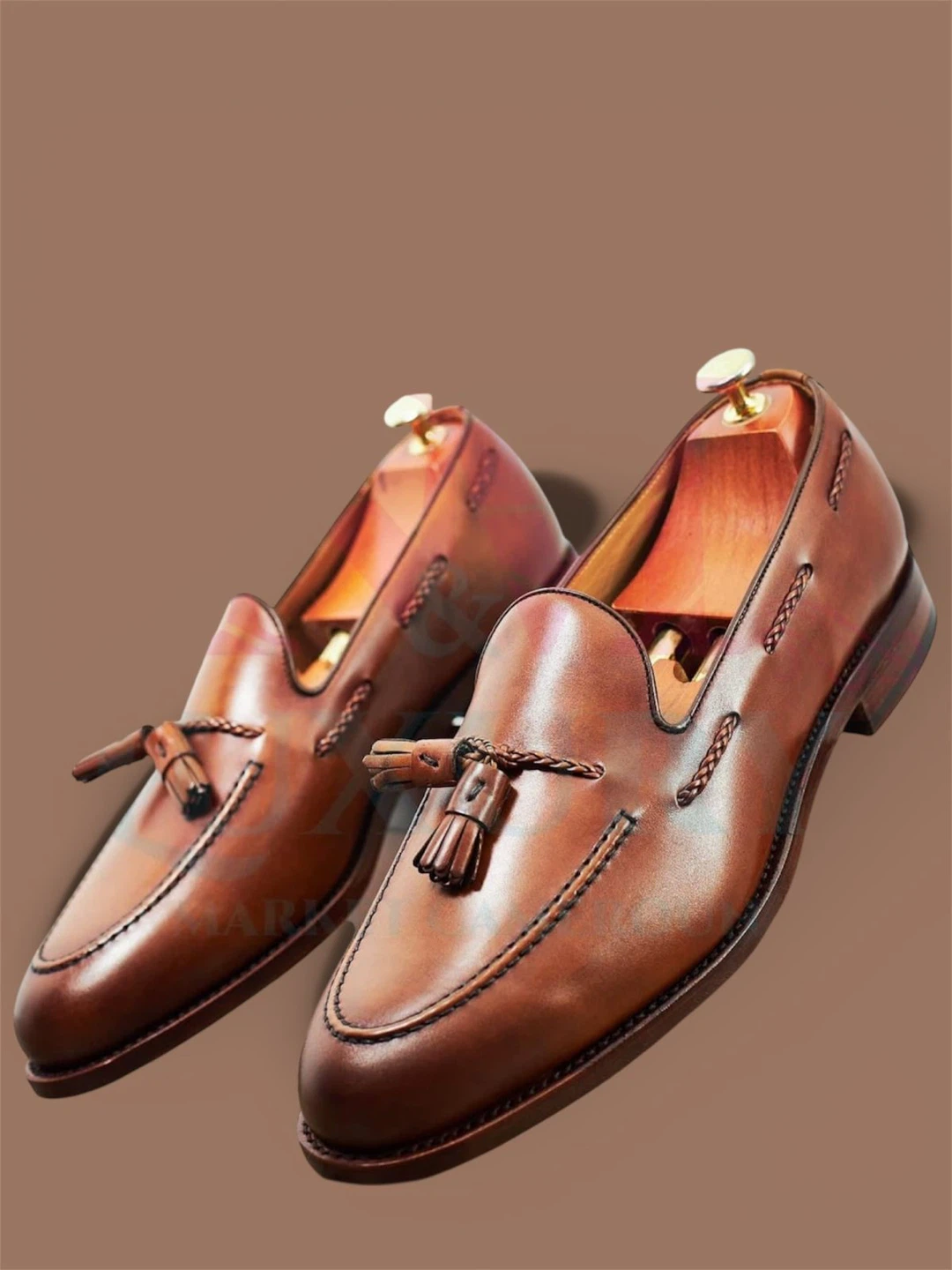 Men's Brown Leather Tassel Loafer Shoes