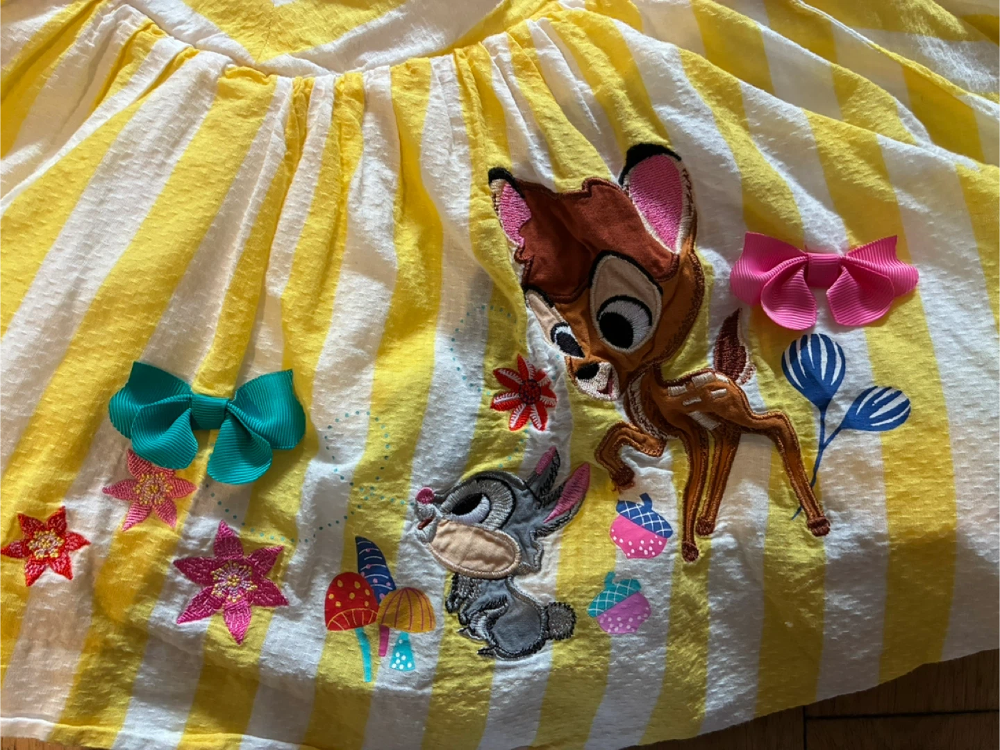 Disney Bambi and Thumper Yellow Striped Dress Size 2T - photo 3