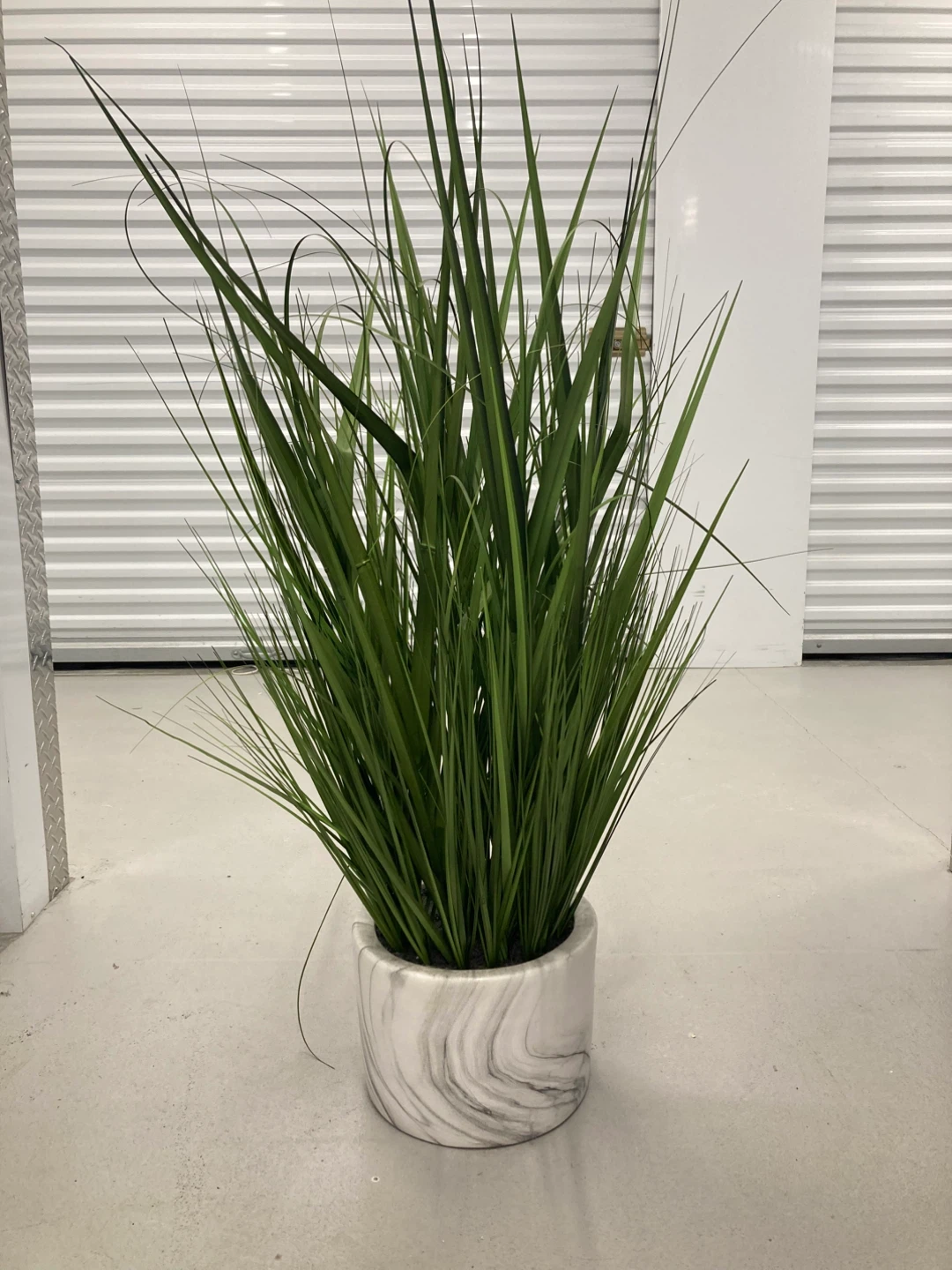 Artificial Grass Plant in Marble Planter - photo 2