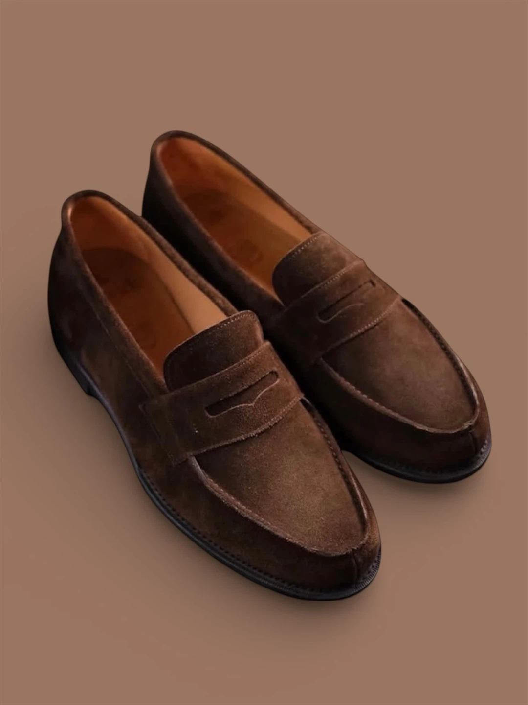 Brown Suede Penny Loafers