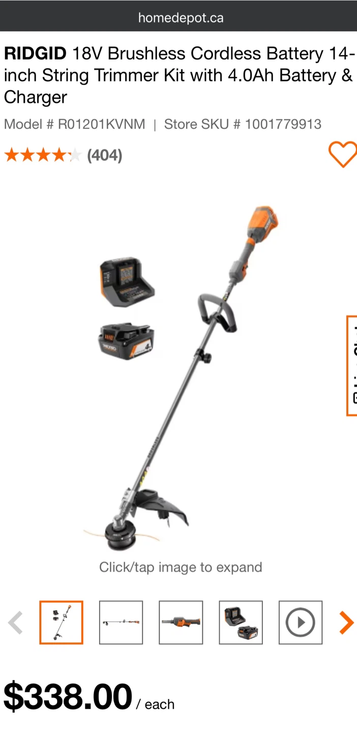 RIDGID 18V Brushless Cordless String Trimmer Kit