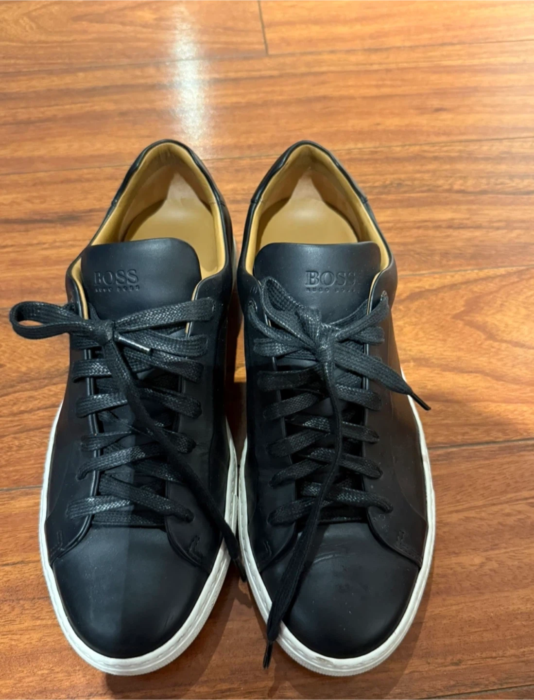 BOSS Hugo Boss Black Leather Sneakers Made in Italy Men's Shoes