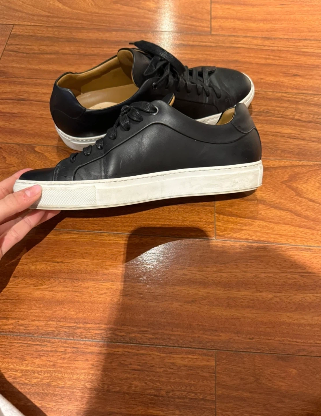 BOSS Hugo Boss Black Leather Sneakers Made in Italy Men's Shoes - photo 4