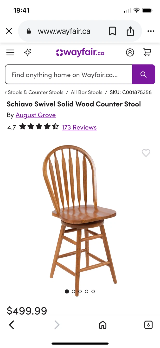 August Grove Schiavo Swivel Solid Wood Counter Stool