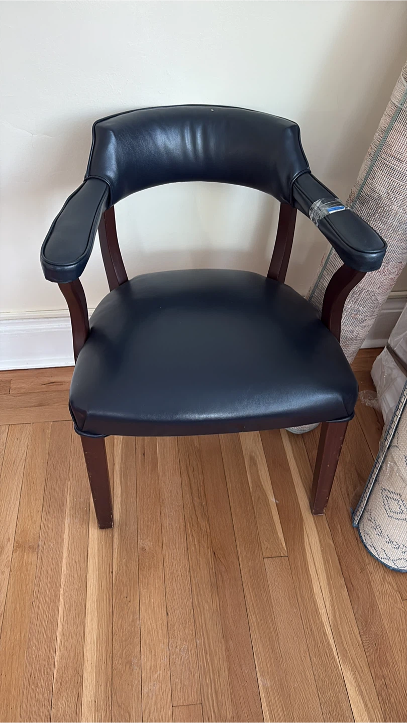 Navy Leather Arm Chair