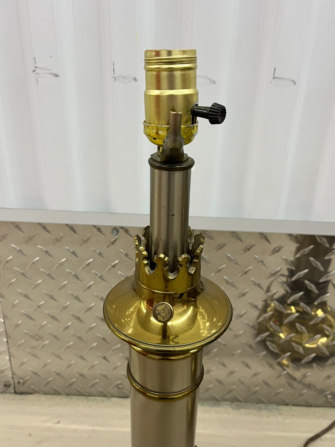 Brass and Silver Tone Table Lamp Base - photo 2