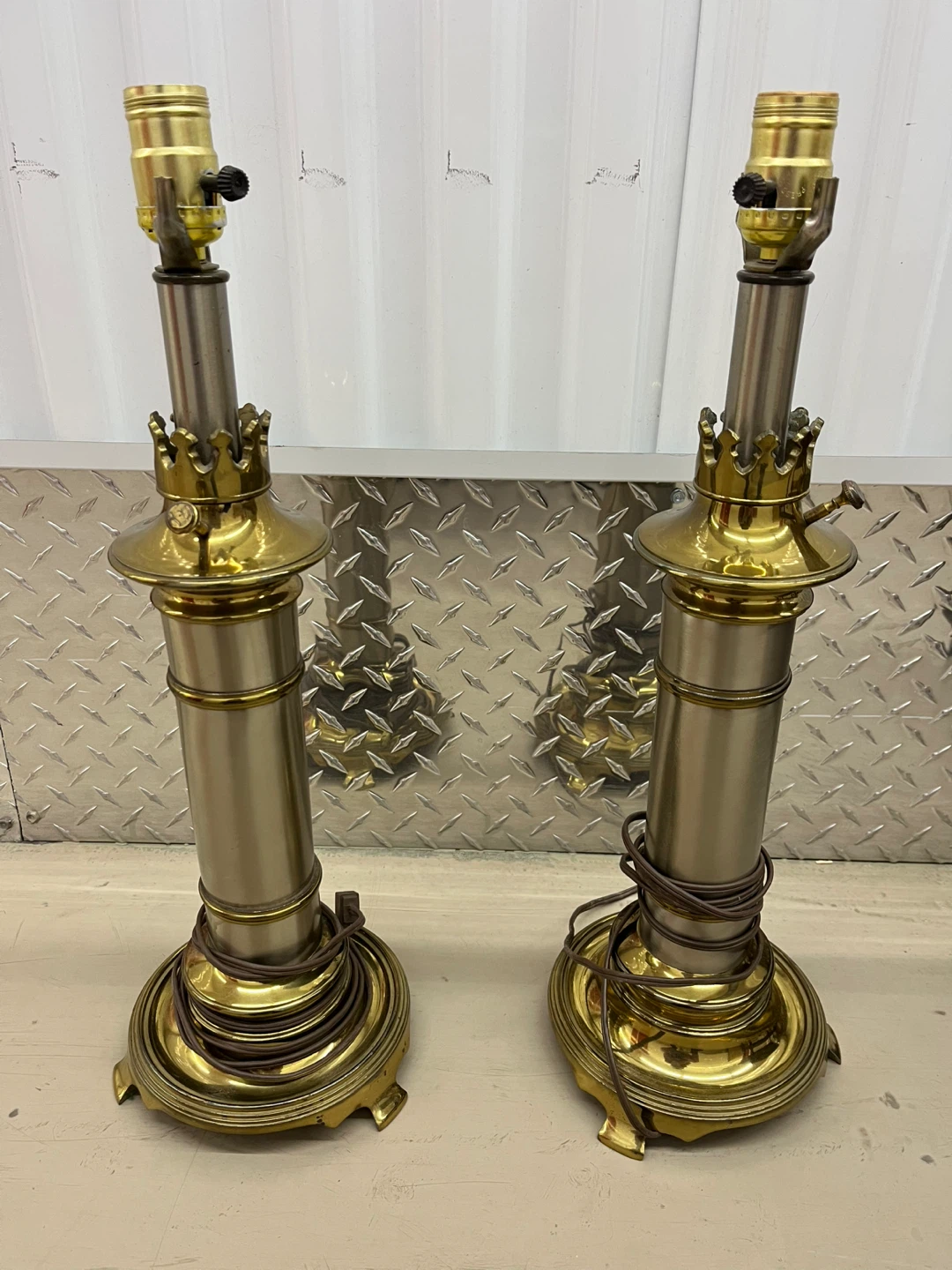 Brass and Silver Tone Table Lamp Base