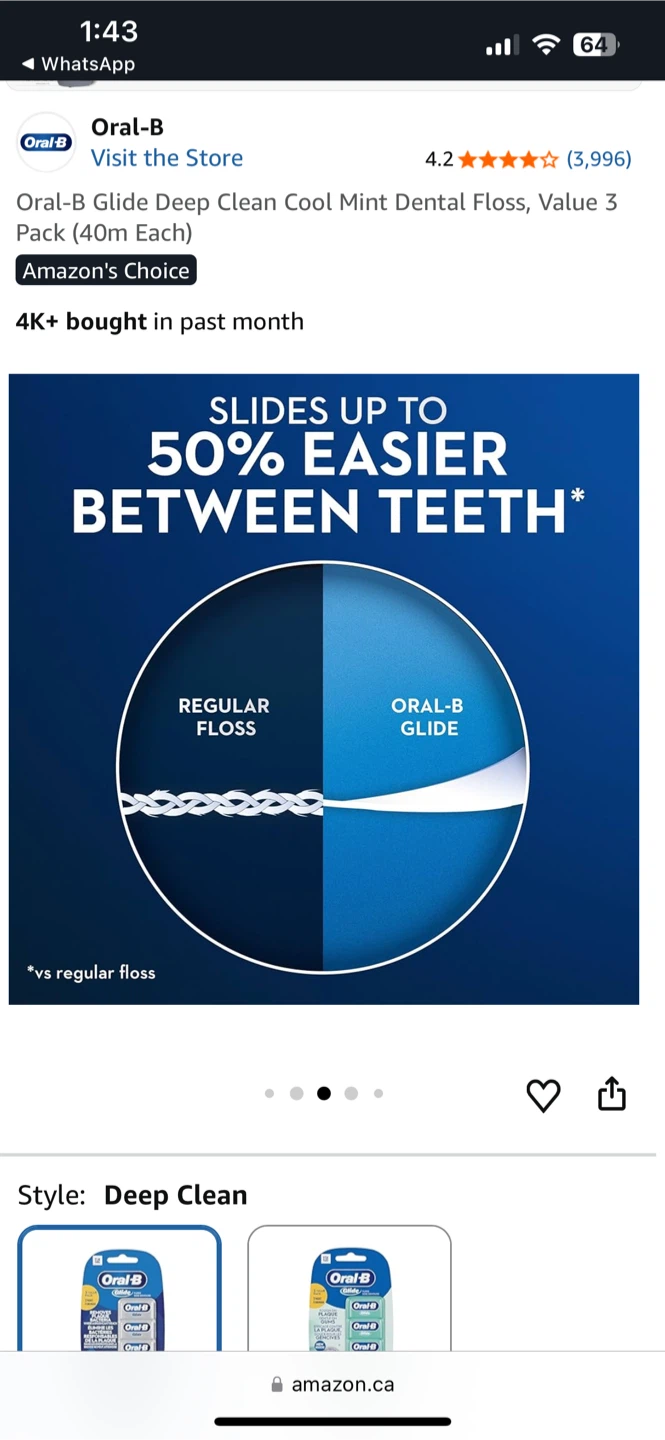 Oral-B Glide Deep Clean Cool Mint Dental Floss 3 Pack - photo 3
