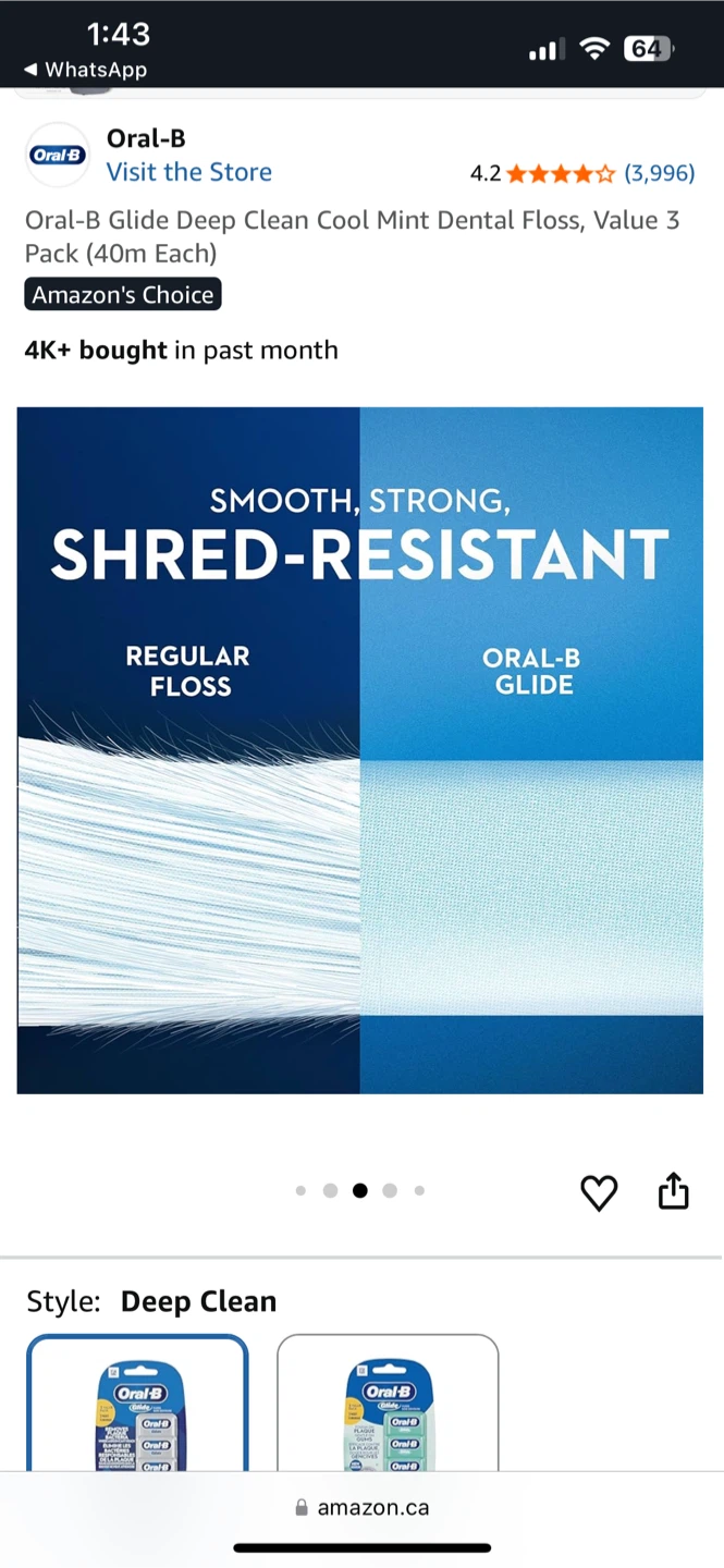 Oral-B Glide Deep Clean Cool Mint Dental Floss 3 Pack - photo 4