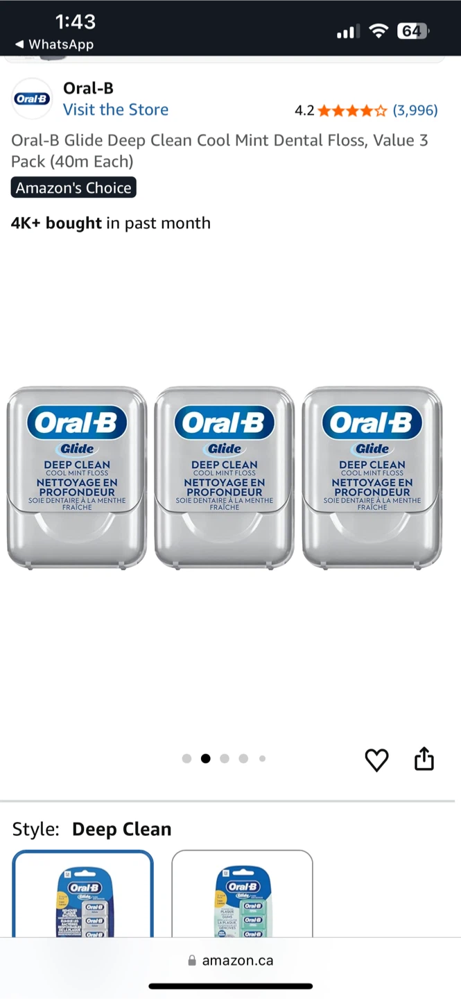 Oral-B Glide Deep Clean Cool Mint Dental Floss 3 Pack - photo 2