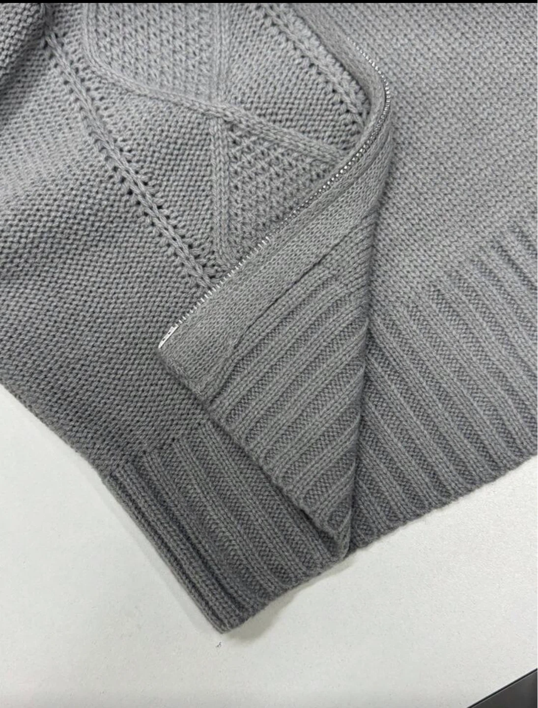 Grey Knit Hoodie and Wide Leg Pants Set - photo 3