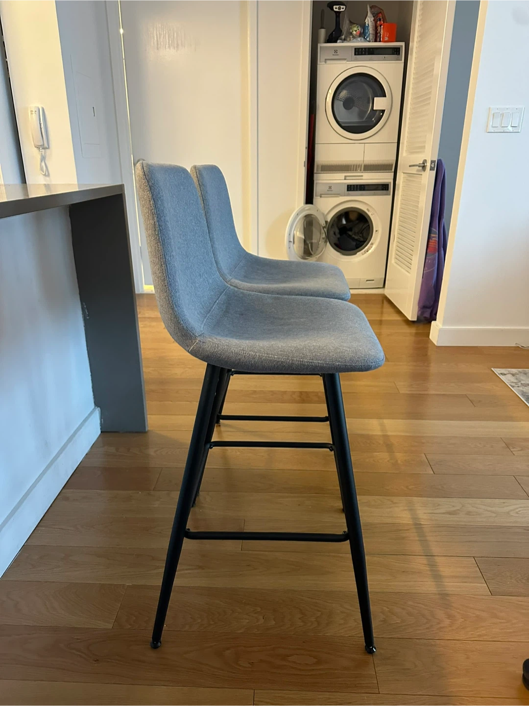 Set of 2 Gray Upholstered Bar Stools - photo 2