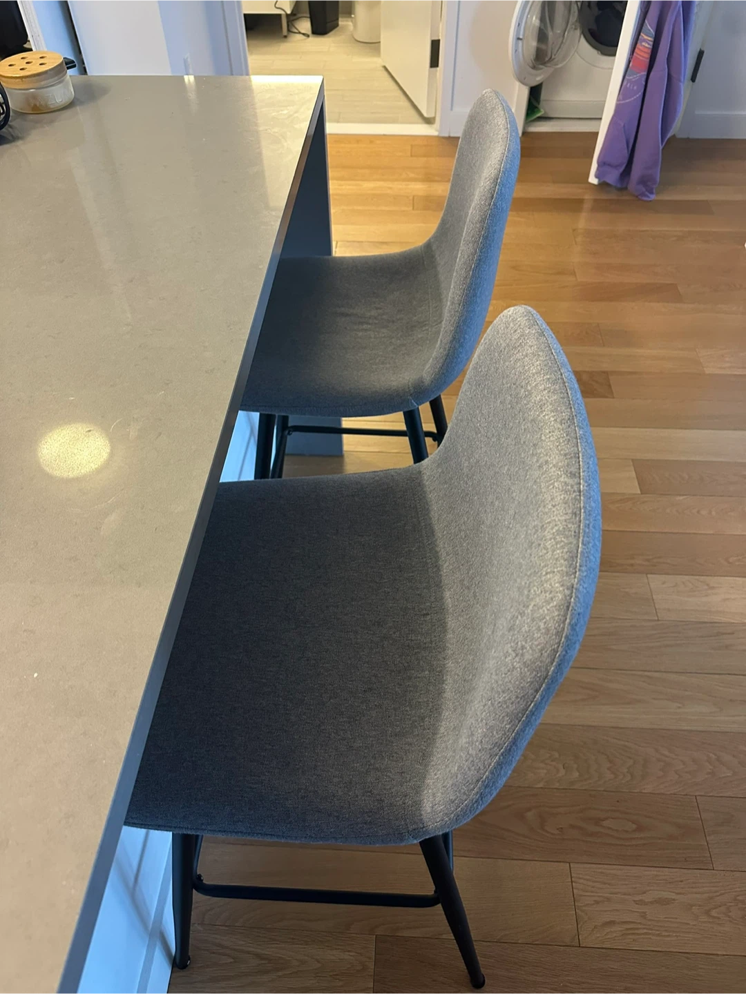 Set of 2 Gray Upholstered Bar Stools - photo 3