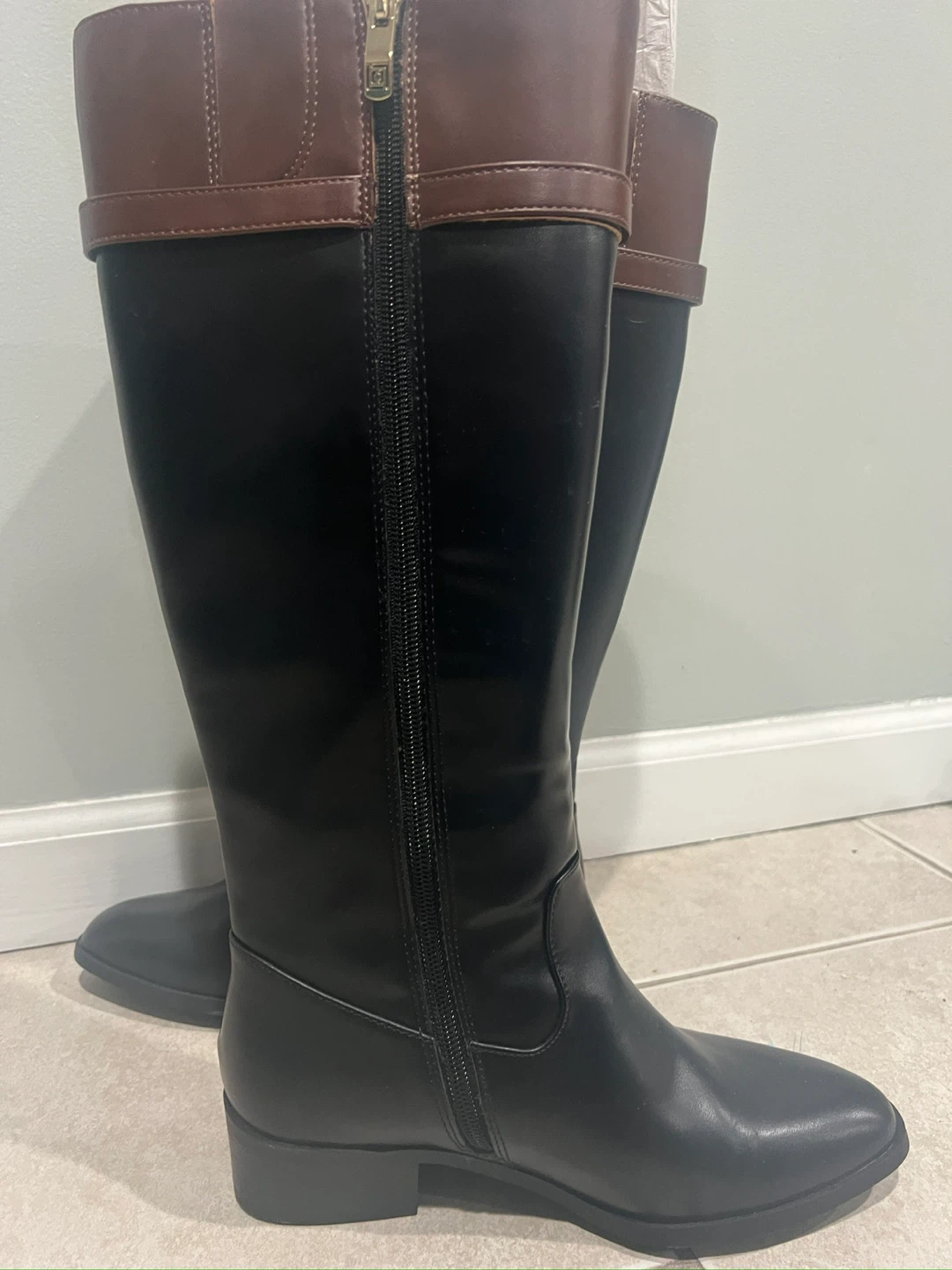 Black Tall Boots with Brown Accents - Size 6.5 - photo 3