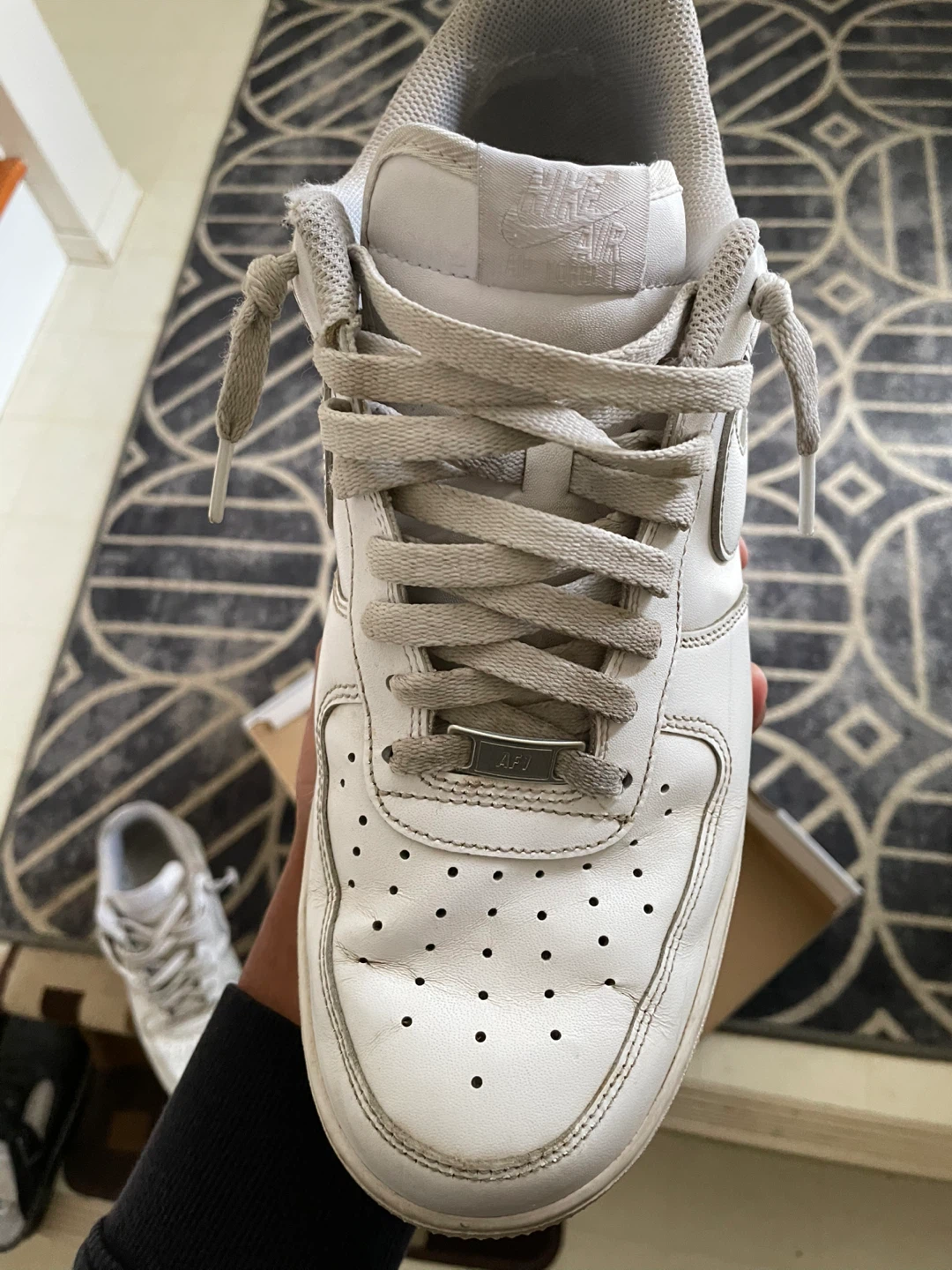 Nike Air Force 1 White Leather Sneakers - photo 4