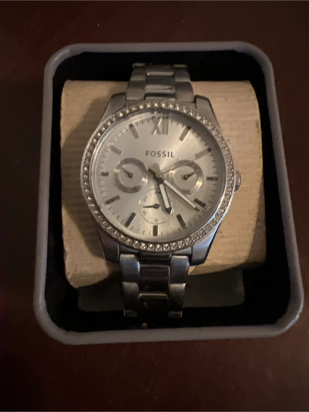 Fossil Stainless Steel Watch with Crystal Bezel