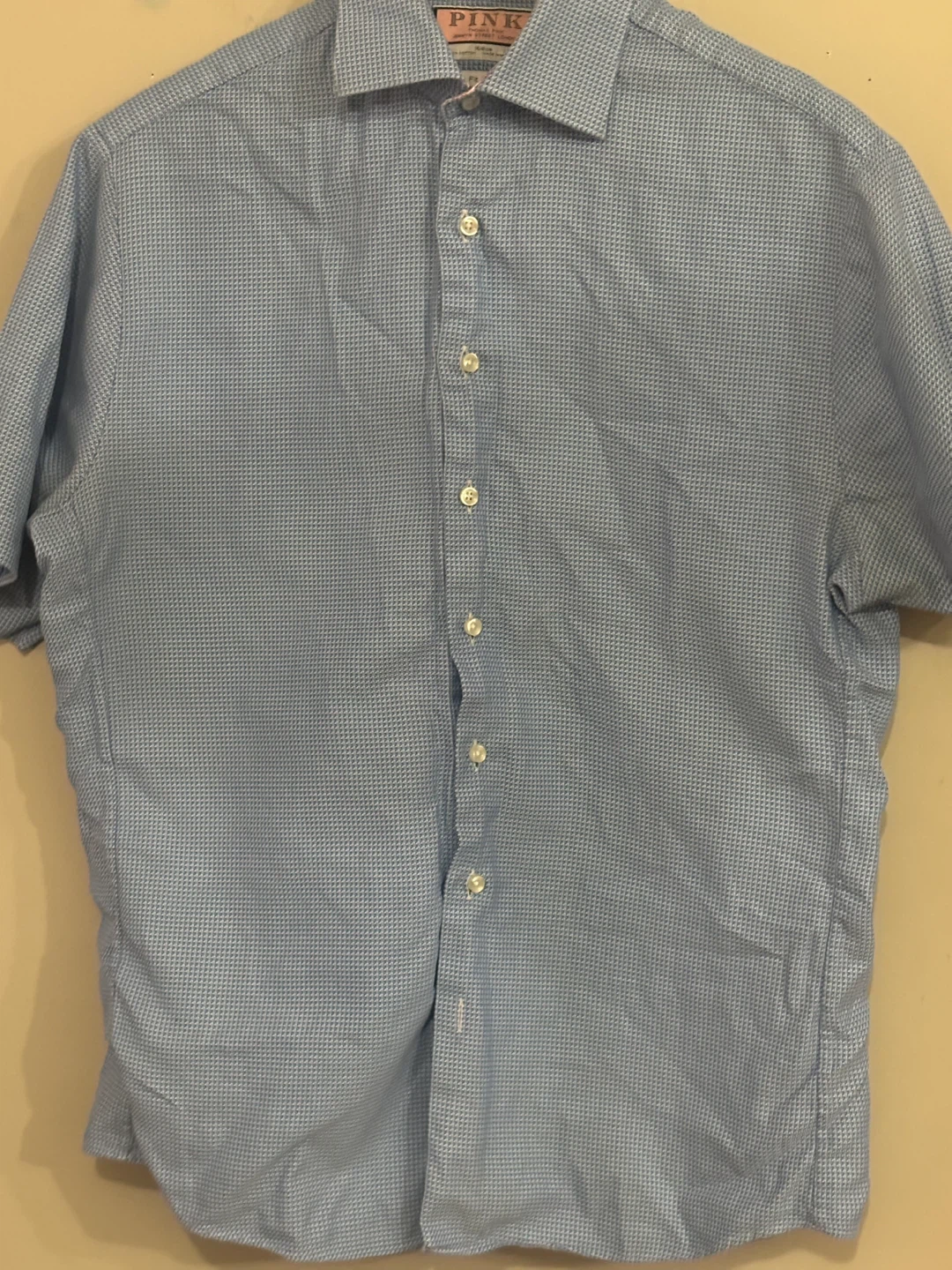 Thomas Pink Slim Fit Prestige Short Sleeve Button-Up Shirt
