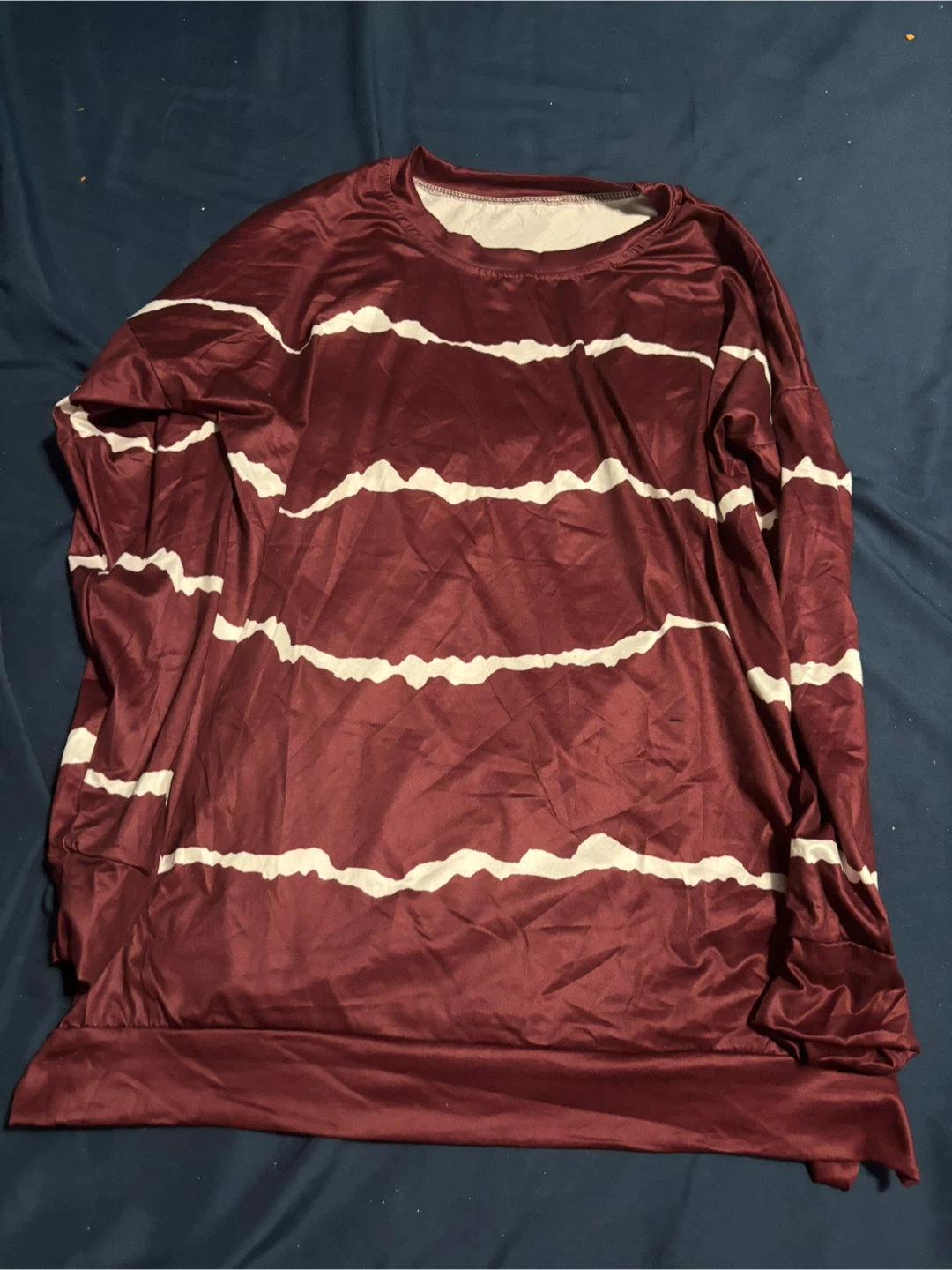 Maroon and white striped long-sleeve shirt
