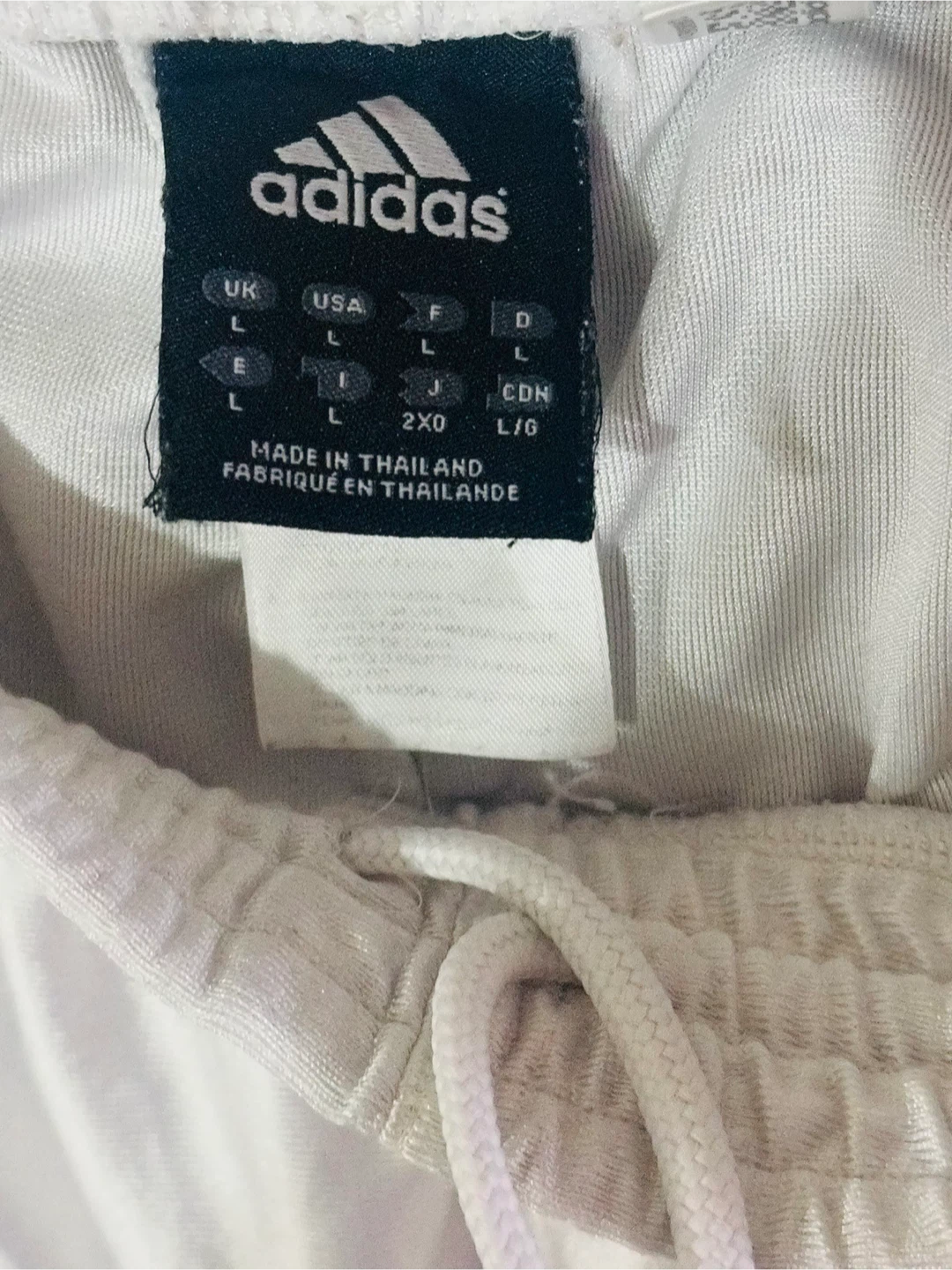 Adidas White Athletic Shorts with 3 Stripes - Size L - photo 2