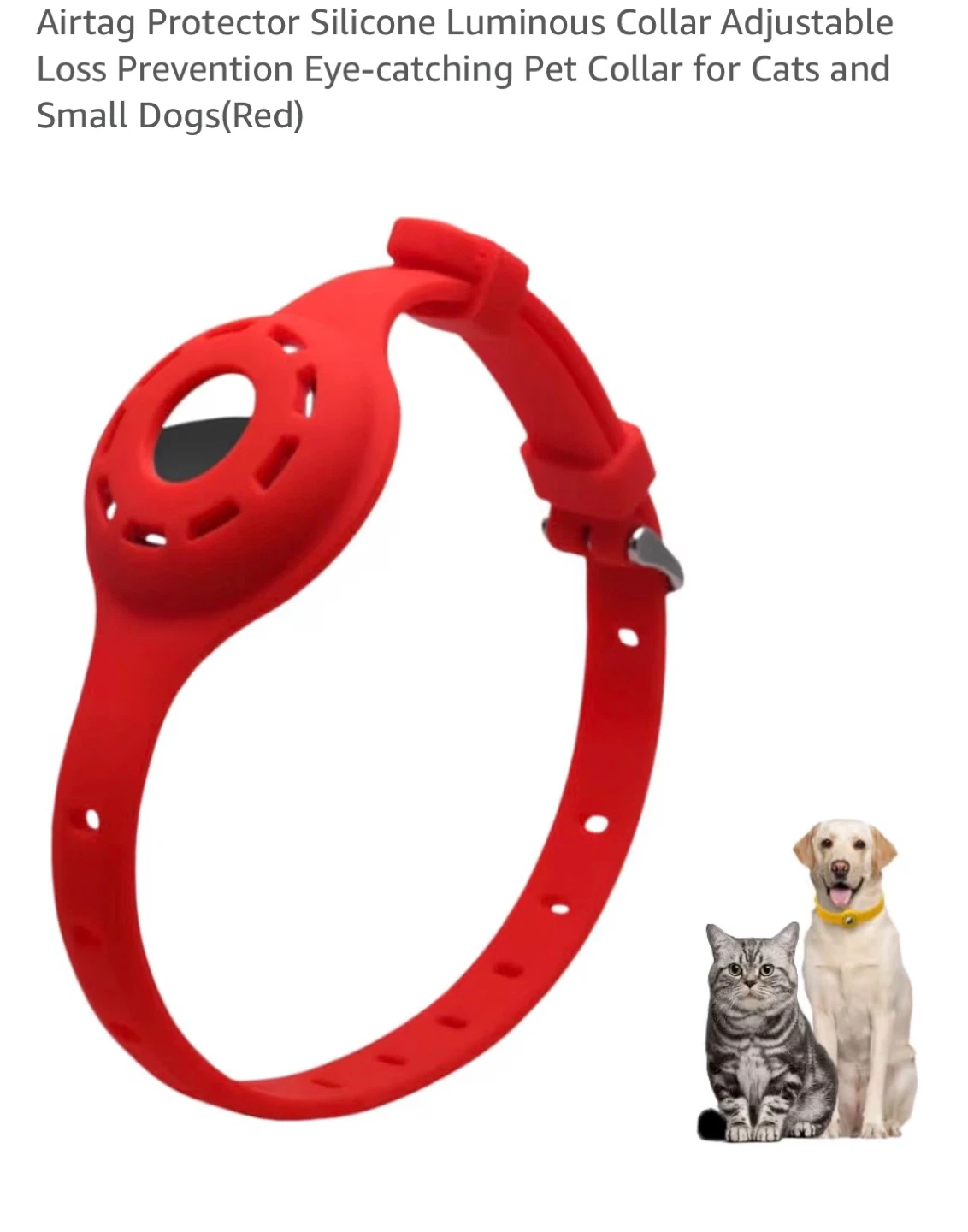 Lizhi Red Silicone AirTag Dog/Cat Collar Case