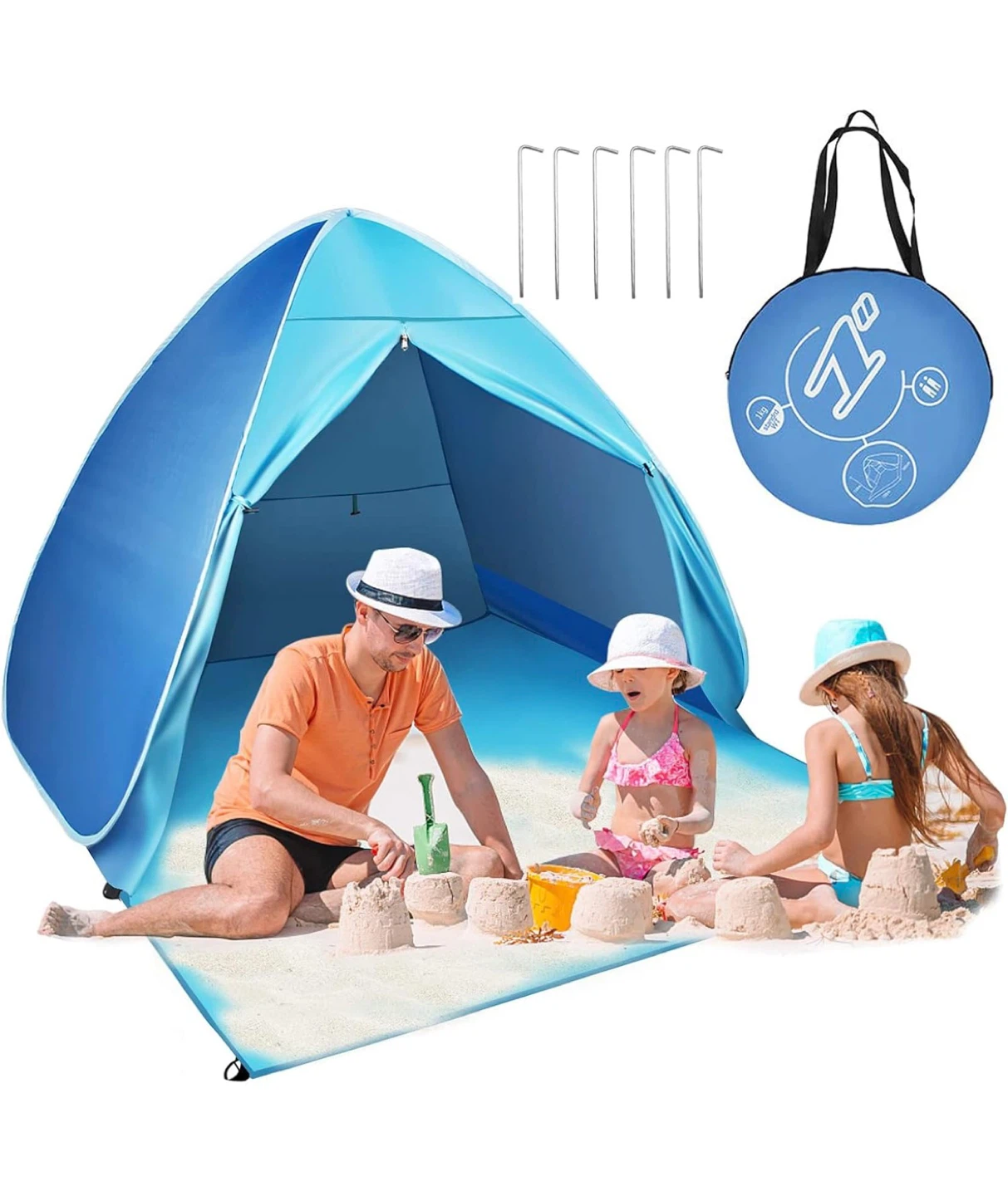 Zomake Swiftopen Blue Beach Tent - UPF 50+ - photo 2