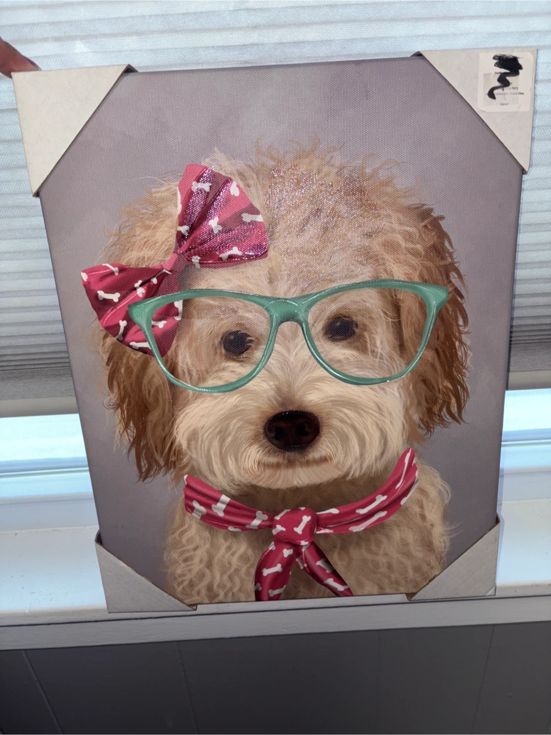 Cute Dog with Glasses Canvas Wall Art