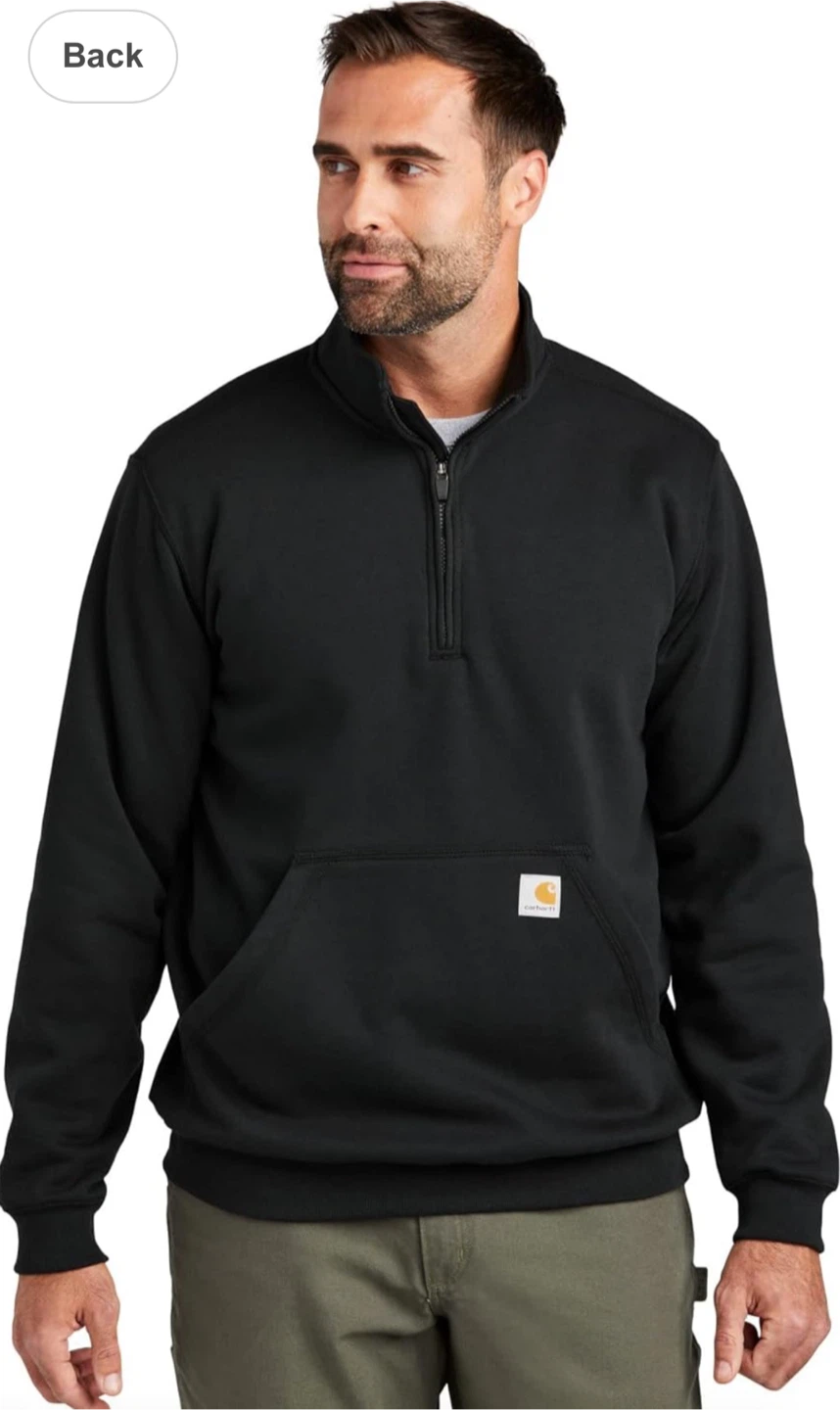 Carhartt Mens Loose Fit Quarter-Zip Mock-Neck Sweatshirt