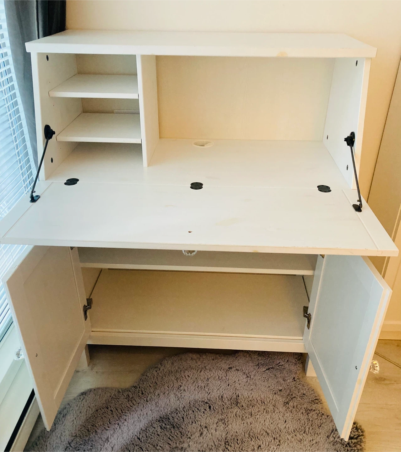 White Secretary Desk with Storage - photo 2
