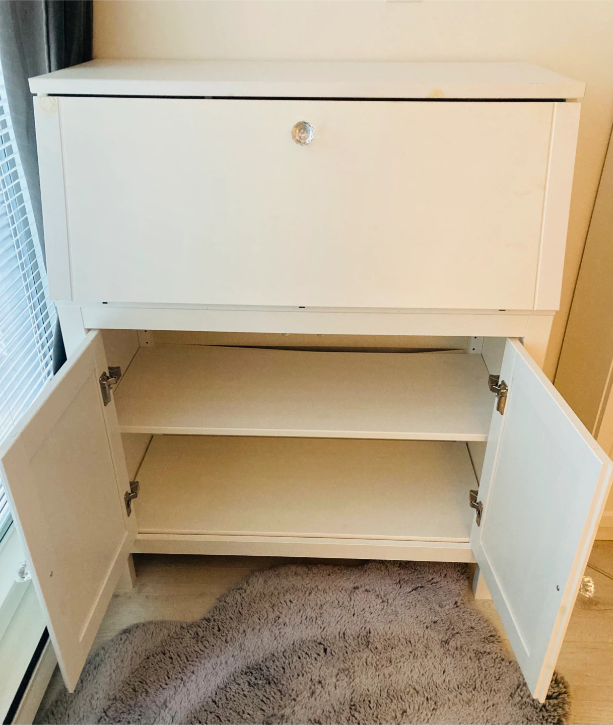 White Secretary Desk with Storage - photo 3