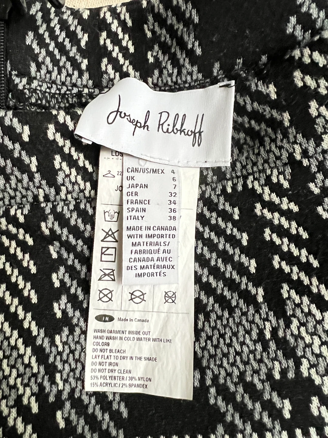 Joseph Ribkoff Black & White Plaid Skirt Size 4 - photo 4