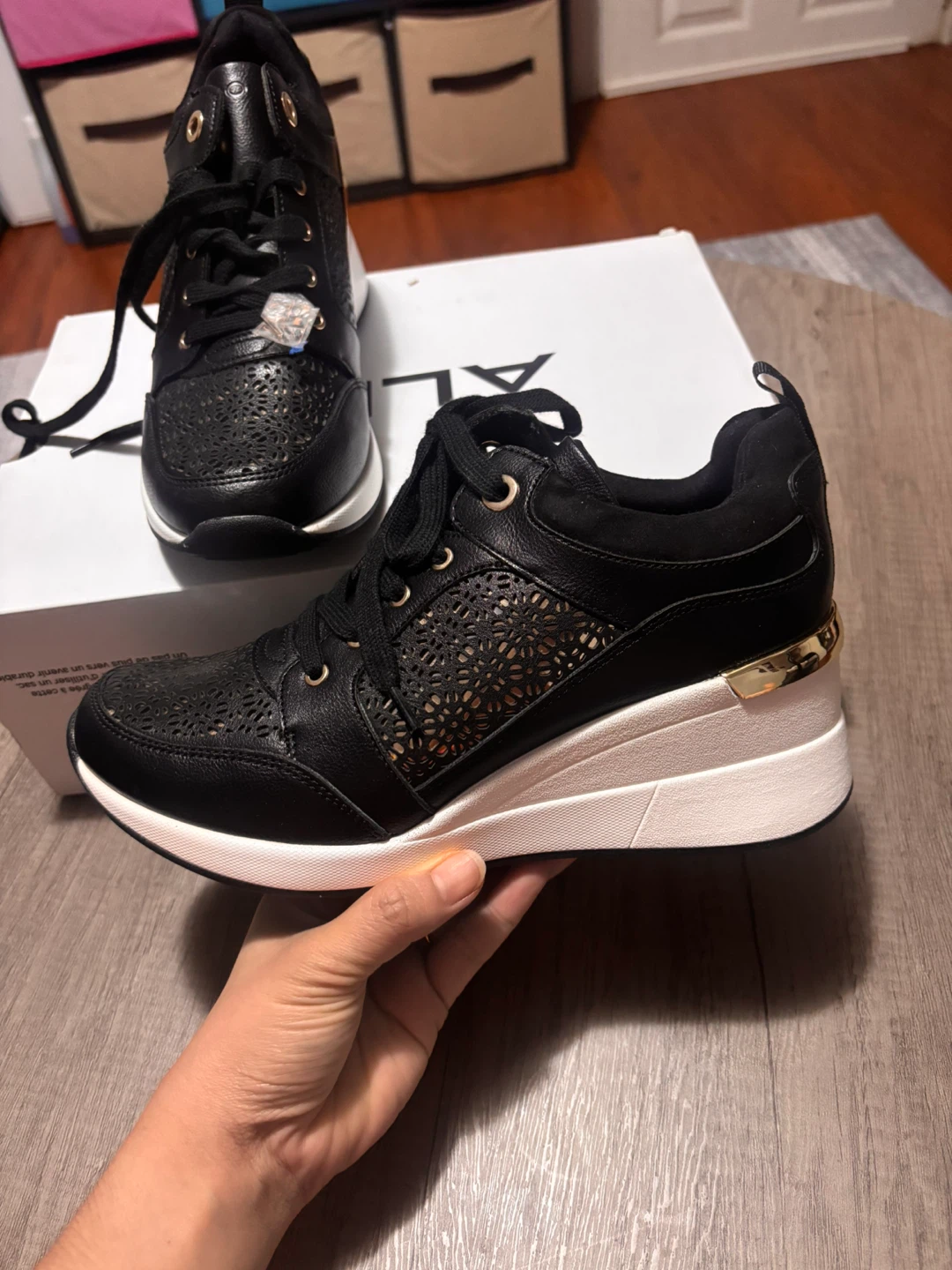 ALDO Black Lace-Up Wedge Sneakers - photo 2