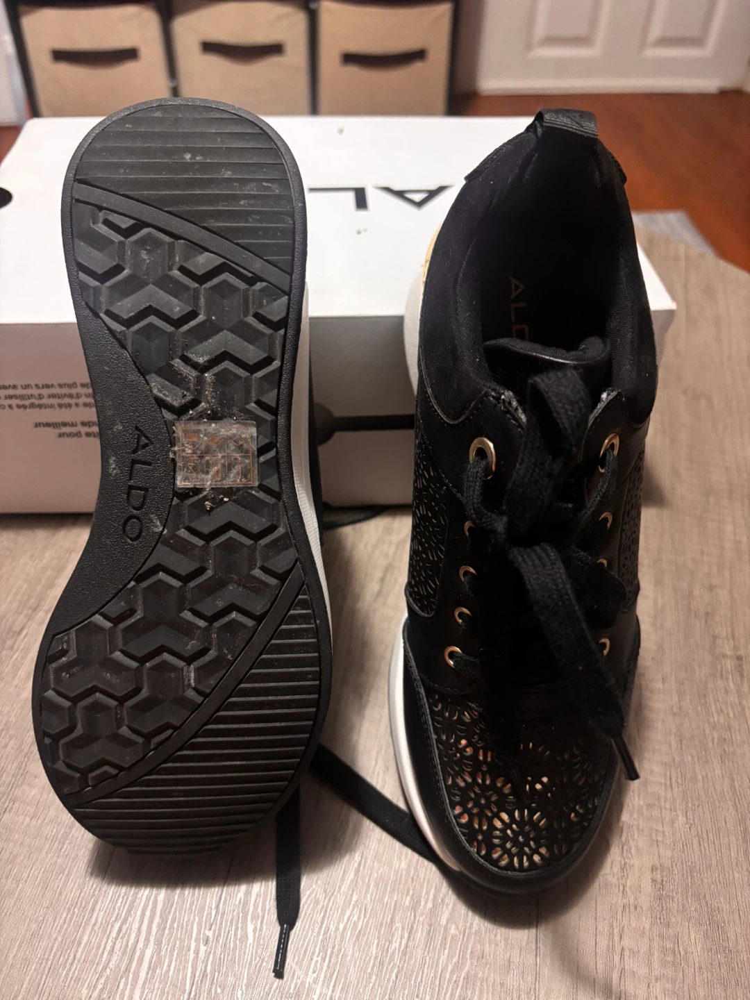 ALDO Black Lace-Up Wedge Sneakers - photo 5