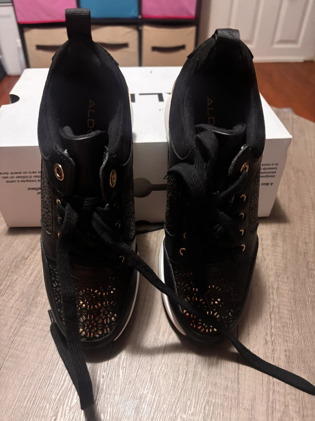 ALDO Black Lace-Up Wedge Sneakers - photo 4