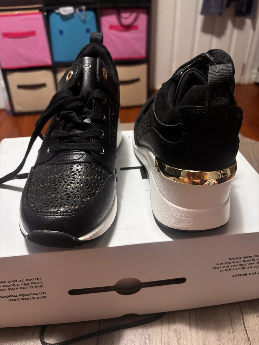 ALDO Black Lace-Up Wedge Sneakers - photo 3
