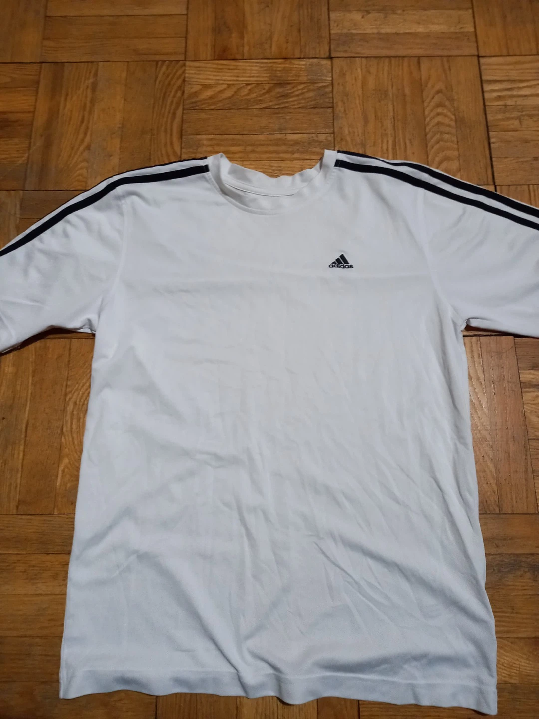 Adidas White T-Shirt with Black Stripes