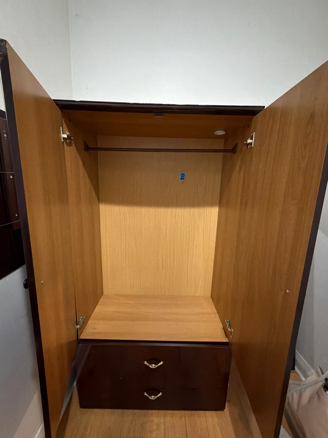 Vintage Wood Wardrobe Armoire with Drawers - photo 2