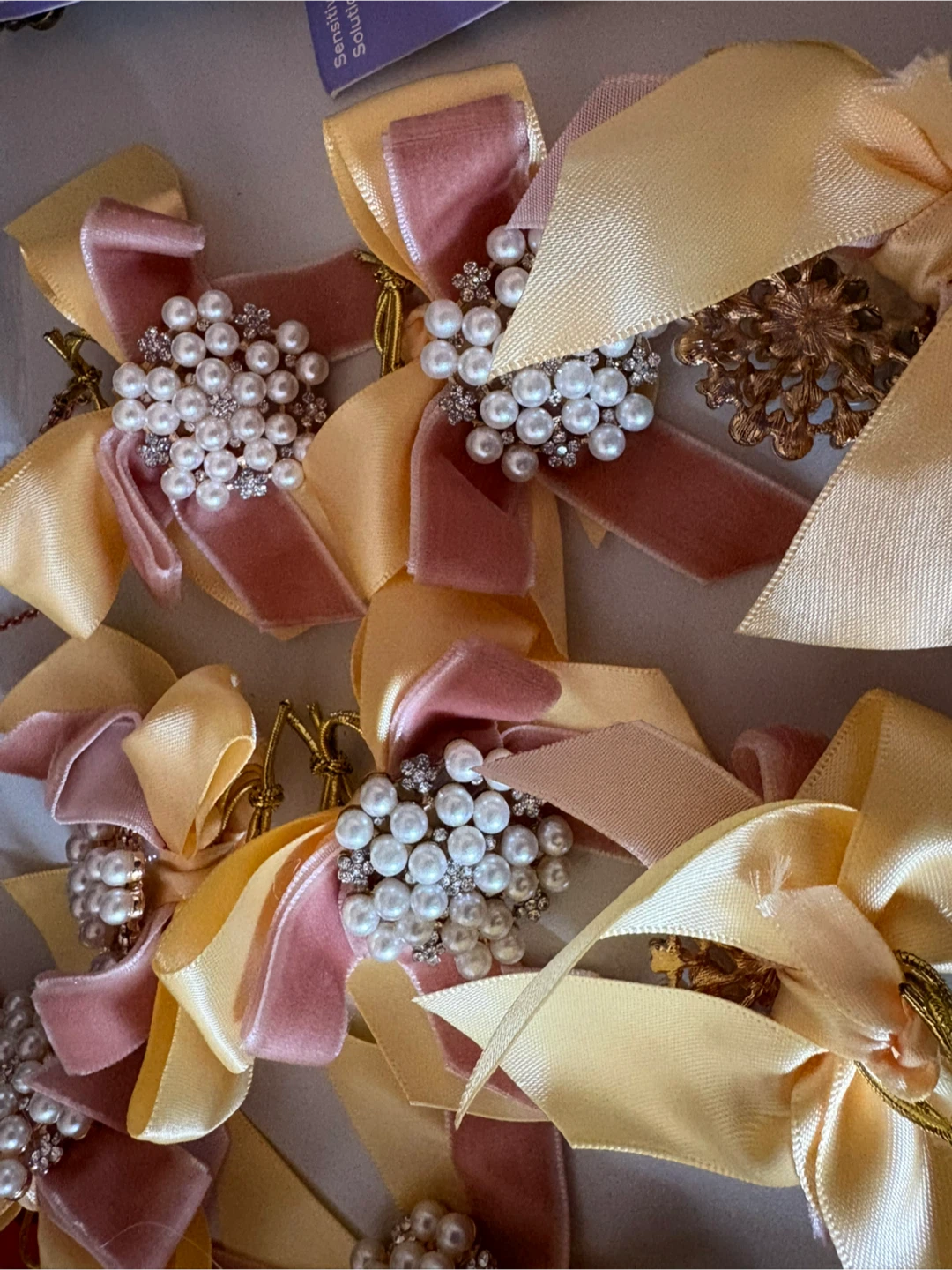 Pearl and Rhinestone Brooch with Velvet Ribbon Accent