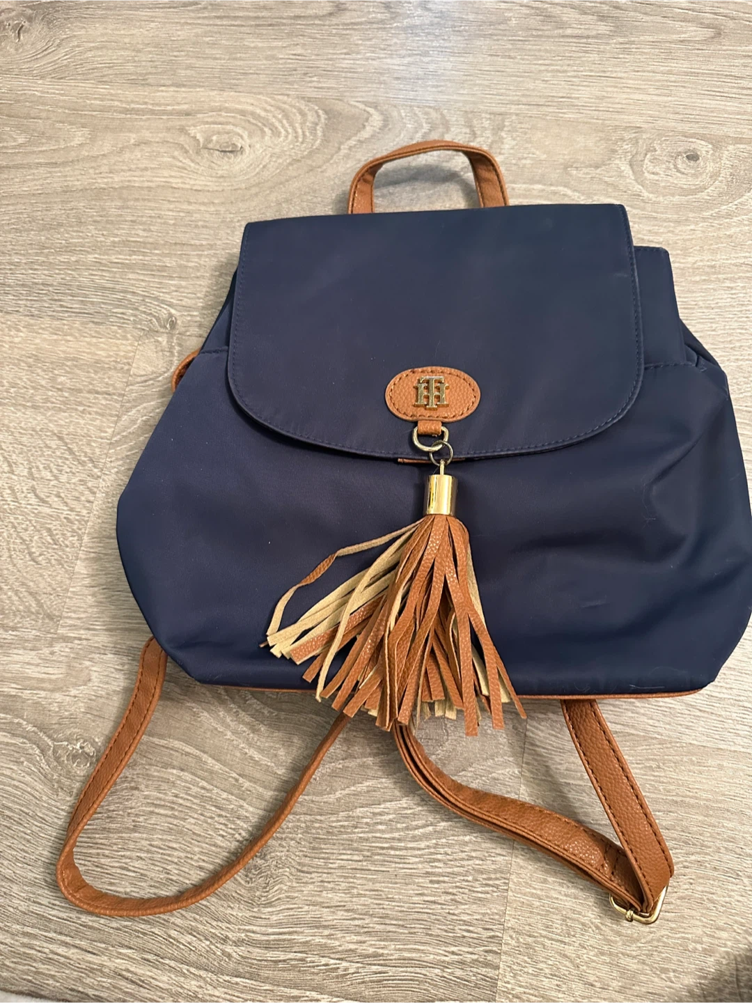Tommy Hilfiger Navy Blue Mini Backpack with Tassel