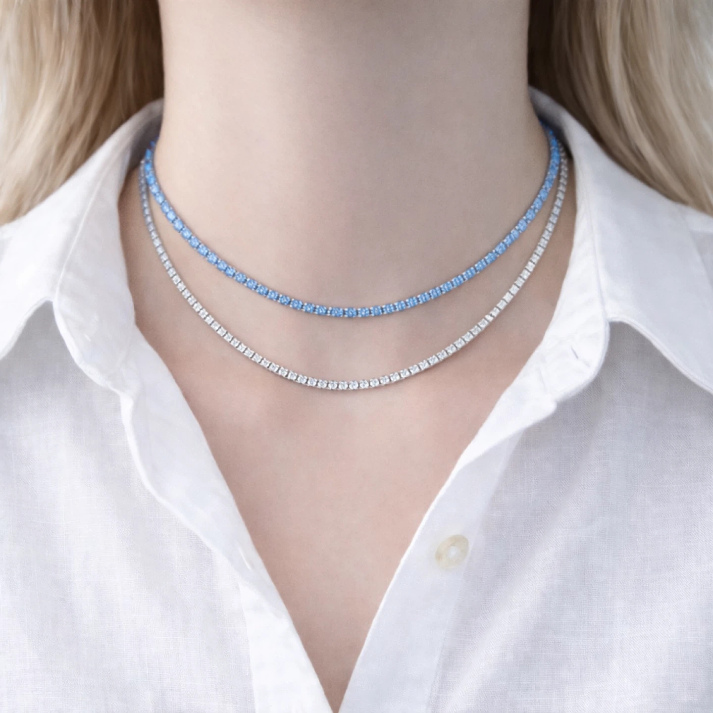 Trendy Turquoise  Blue Tennis  Necklaces 2 mm - photo 2