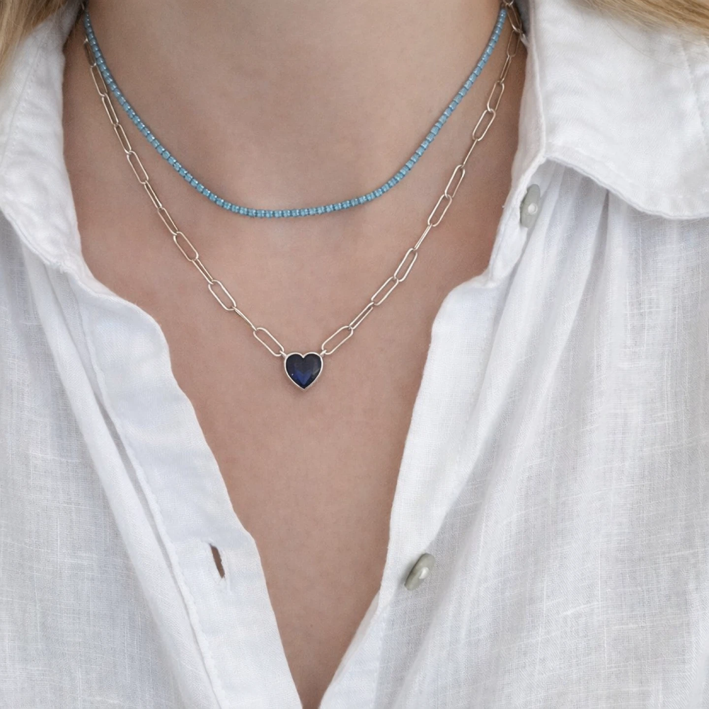 Trendy Turquoise  Blue Tennis  Necklaces 2 mm - photo 3