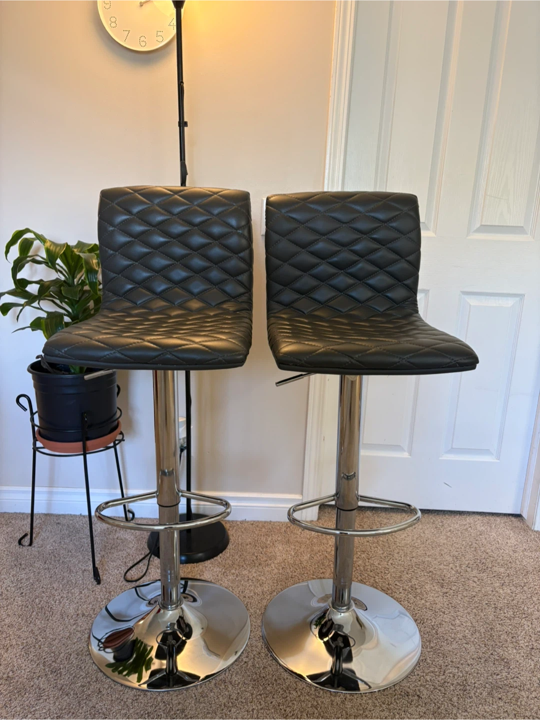Set of 2 Grey Adjustable Bar Stools