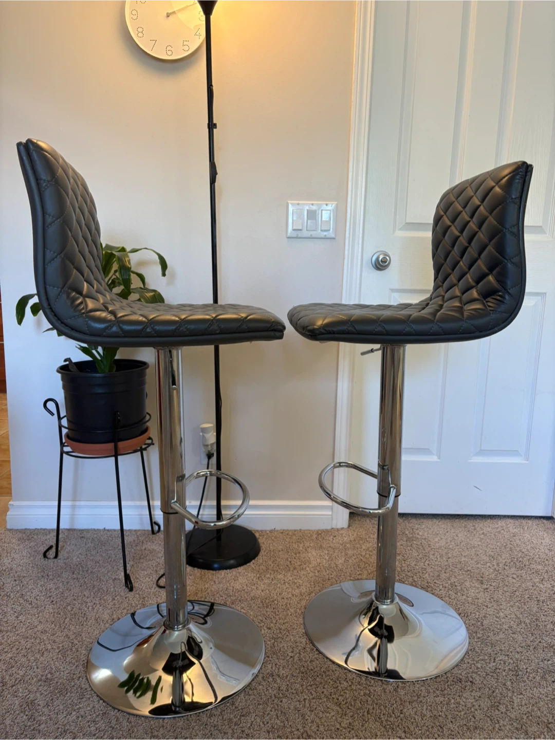 Set of 2 Grey Adjustable Bar Stools - photo 3